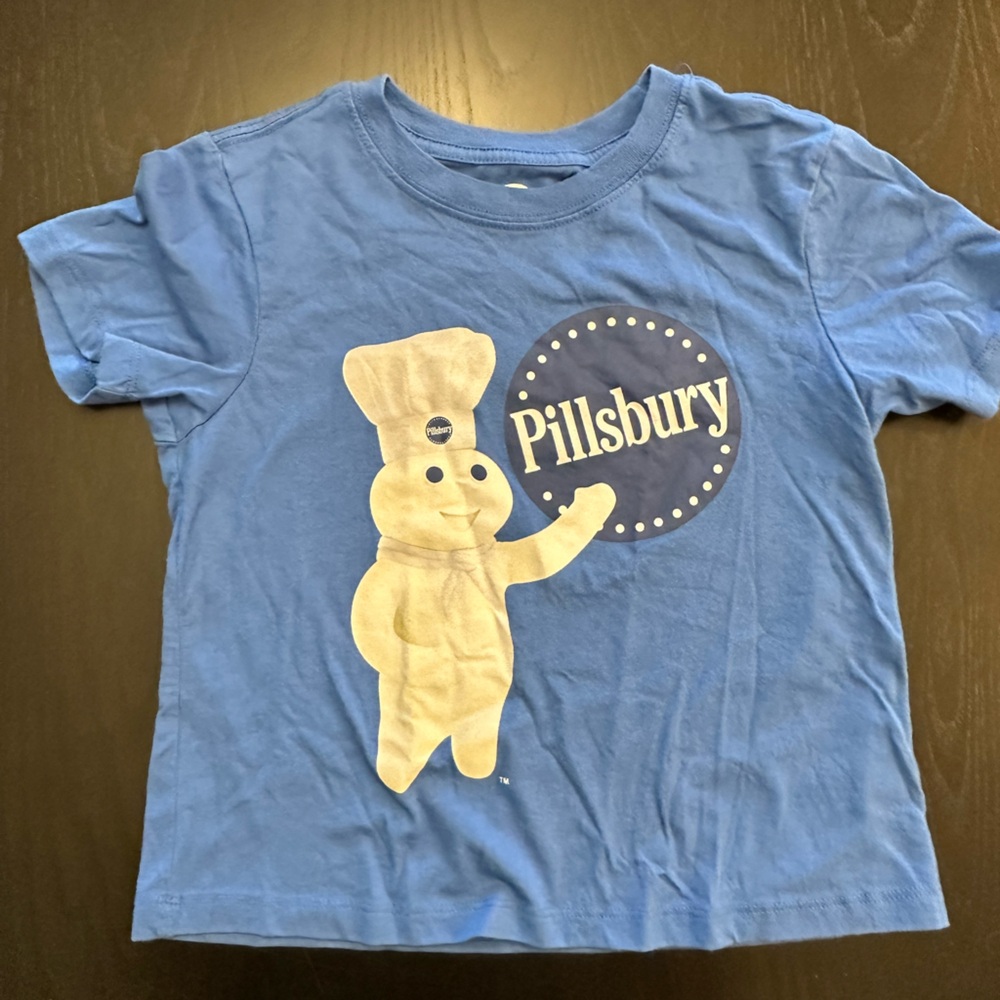Kids Small Blue T-Shirt - pillsbury dough boy